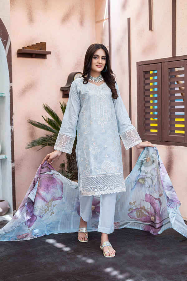 L UMER TEXTILE New Stitched Fancy Embroidered Chikankari Lawn - Fancy Printed Dupatta Collection