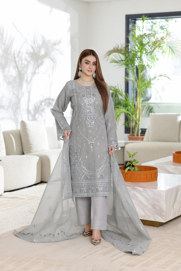 MINTARA - Semi-Stitched Ayudhiya Net (Moonstone Silver)