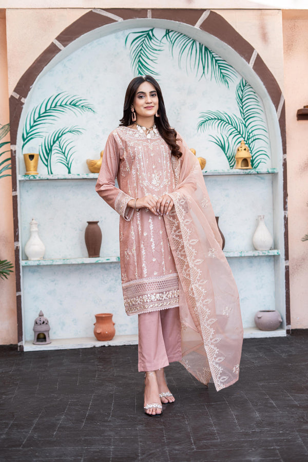 AL UMER TEXTILE New Stitched Fancy Embroidered Chikankari Lawn - Fancy Embroidered Organza Dupatta Collection