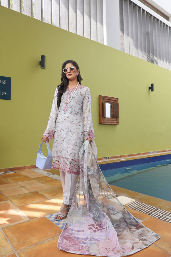 Stitched Fancy Embroidered Chikankari Lawn