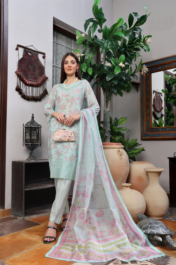 Stitched Fancy Embroidered Chikankari Lawn