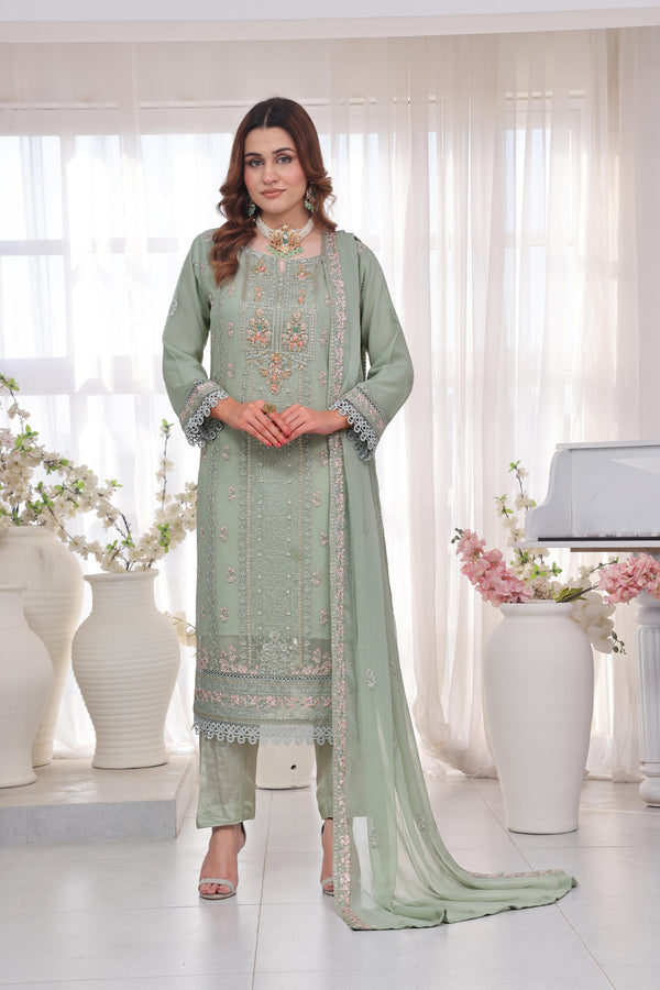 New Stitched 3 Piece Embroidered Luxury Chiffon Collection