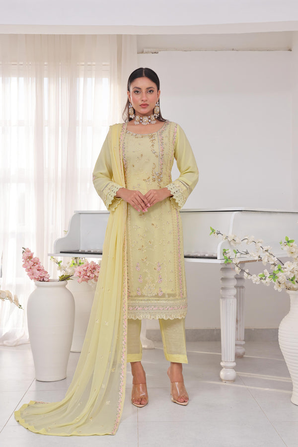 New Stitched 3 Piece Embroidered Luxury Chiffon Collection