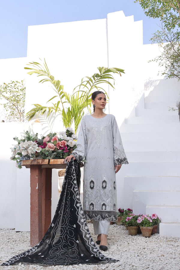 Launching New Semi Stitched 3 Pcs Embroidered Chikankari & Laserkari Lawn Collection