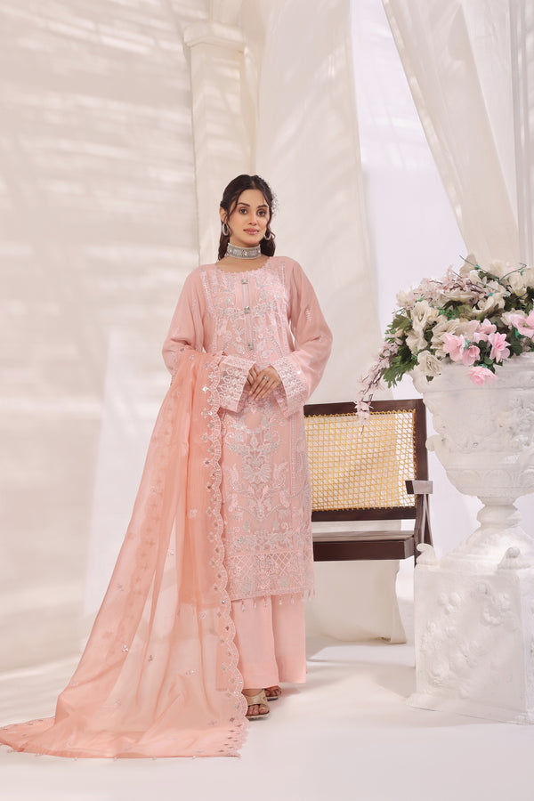 BATUL - Embroidered Chiffon (Peach Whisper)
