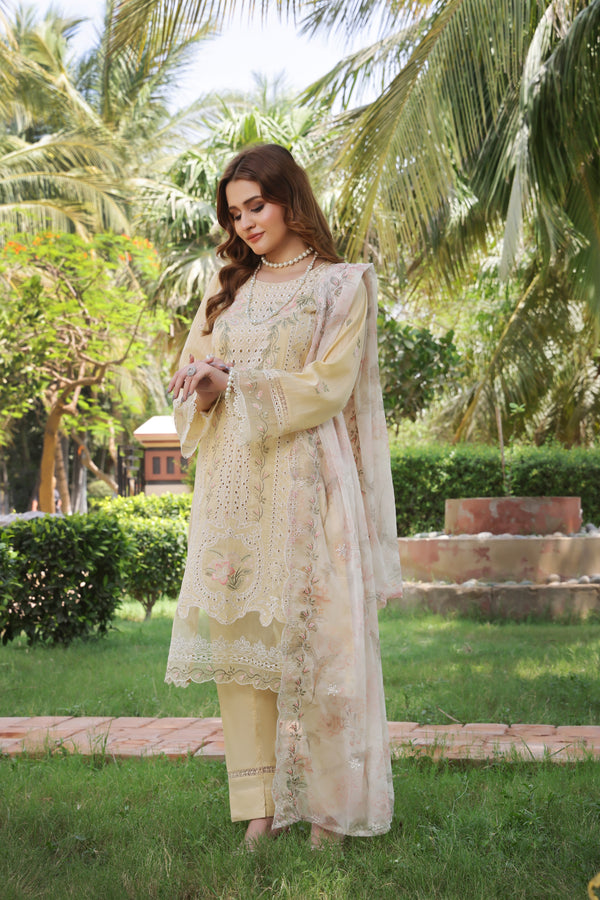 HAYAM - Ready-To-Wear 3-Piece Premium Heavy Chiken-Kari Embroidered Bana Dora Lawn Collection