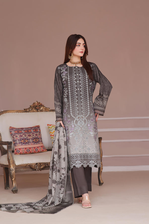 Launching New Un-Stitched  3 Pcs Premium Chiken-Kari Embroidered Digital Printed Bana Dora Lawn Collection