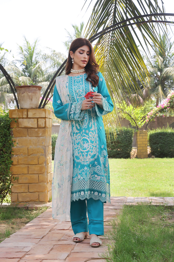 Unstitched 3-Piece Premium Heavy Chiken-Kari Embroidered Bana Dora Lawn Collection