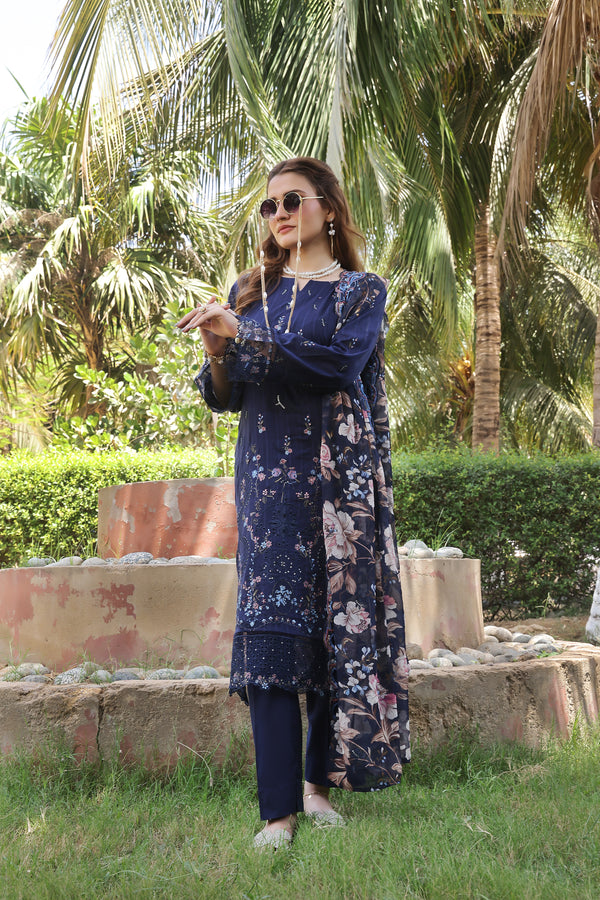 Unstitched 3-Piece Premium Heavy Chiken-Kari Embroidered Bana Dora Lawn Collection