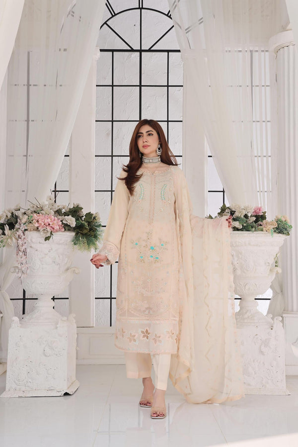 New Stitched 3 Piece Luxury Embroidered  Chiffon Collection