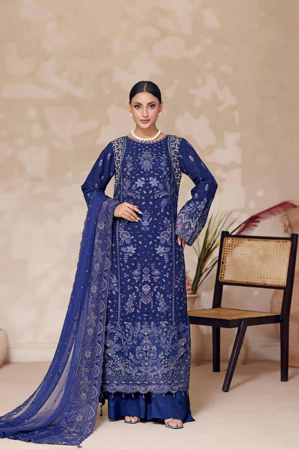 FIZA - SEMI-STITCHED CHIFFON (Royal Sapphire)