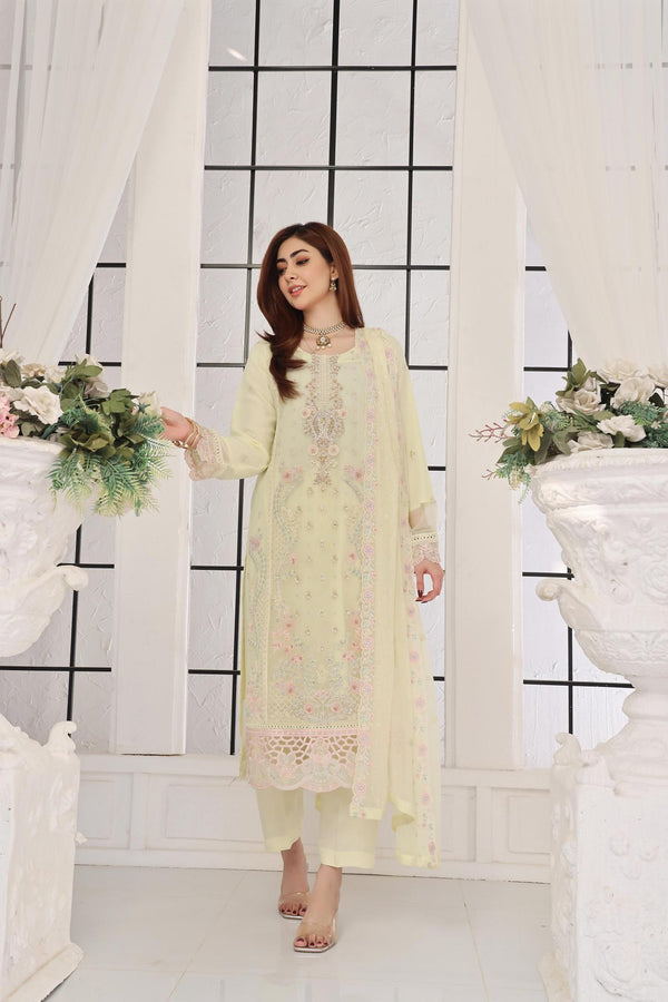 New Stitched 3 Piece Luxury Embroidered  Chiffon Collection