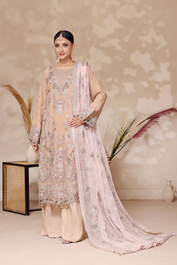 FIZA - SEMI-STITCHED CHIFFON (Rosy Beige)