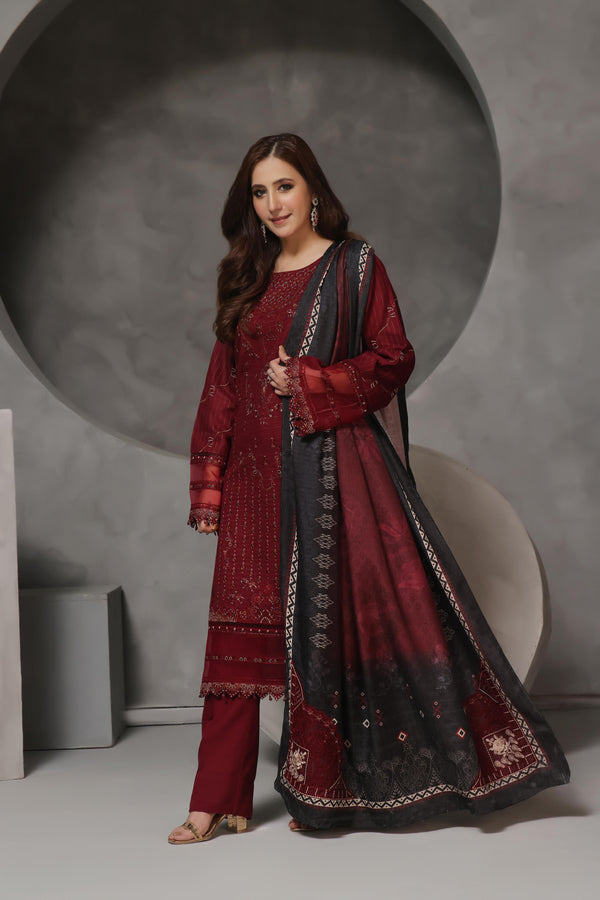 Semi Stitched 3 Pcs Luxury Embroidered  Khaddar Collection