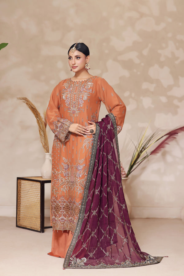 FIZA - SEMI-STITCHED CHIFFON (Amber Glow)