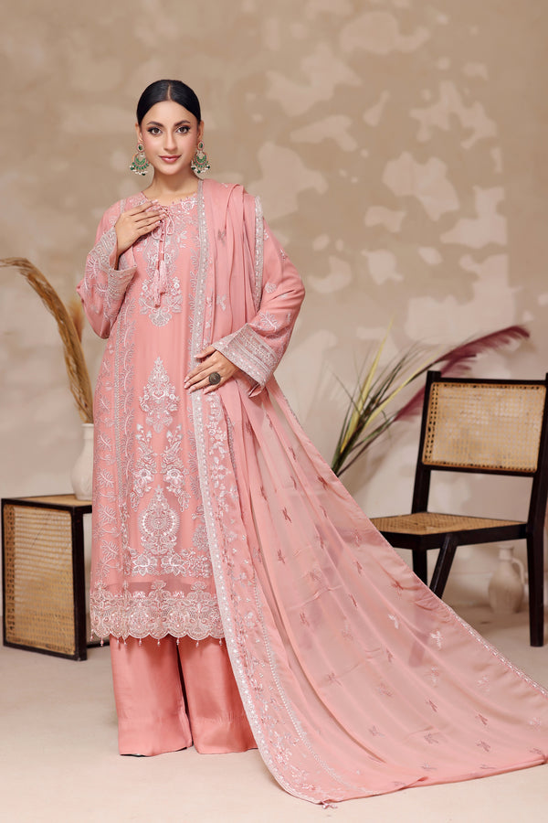FIZA - SEMI-STITCHED CHIFFON (Vintage Rose)