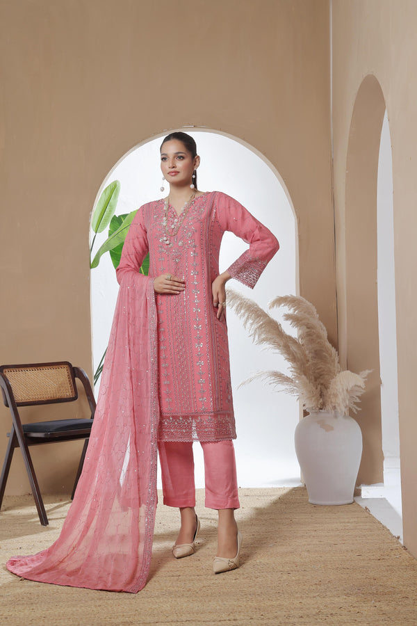 Launching New Stitched 3 Piece Luxury Embroidered  Chiffon Collection