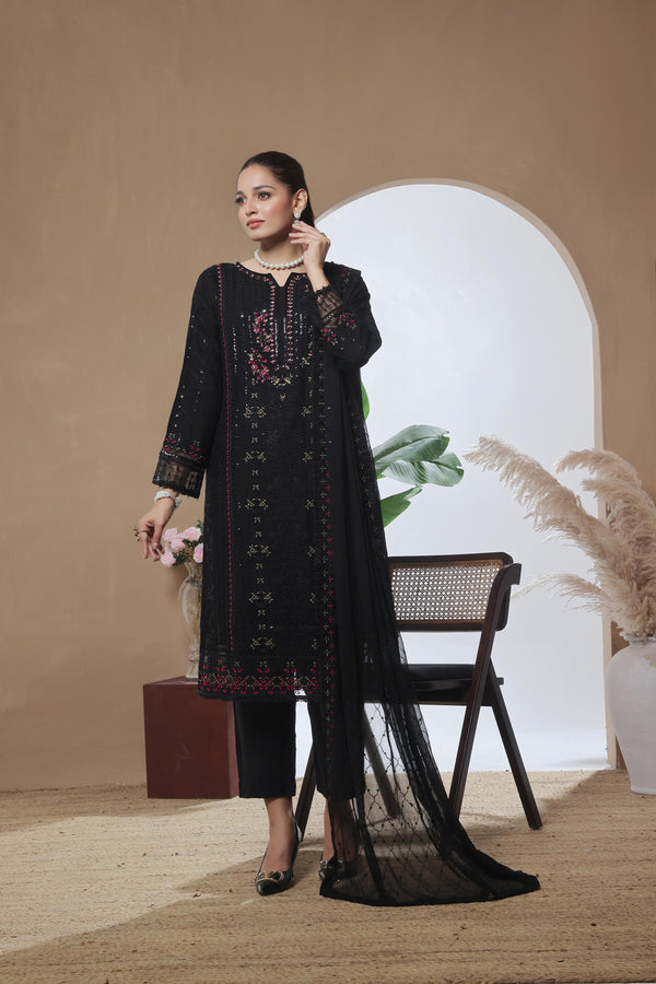 Launching New Stitched 3 Piece Luxury Embroidered  Chiffon Collection