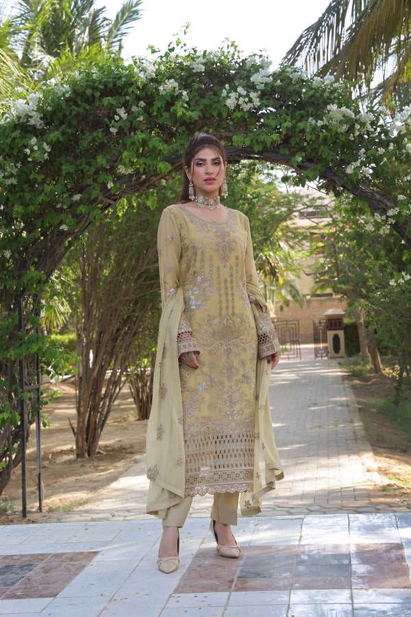 Semi-Stitched 3-Piece Luxury Embroidered Chiffon Collection