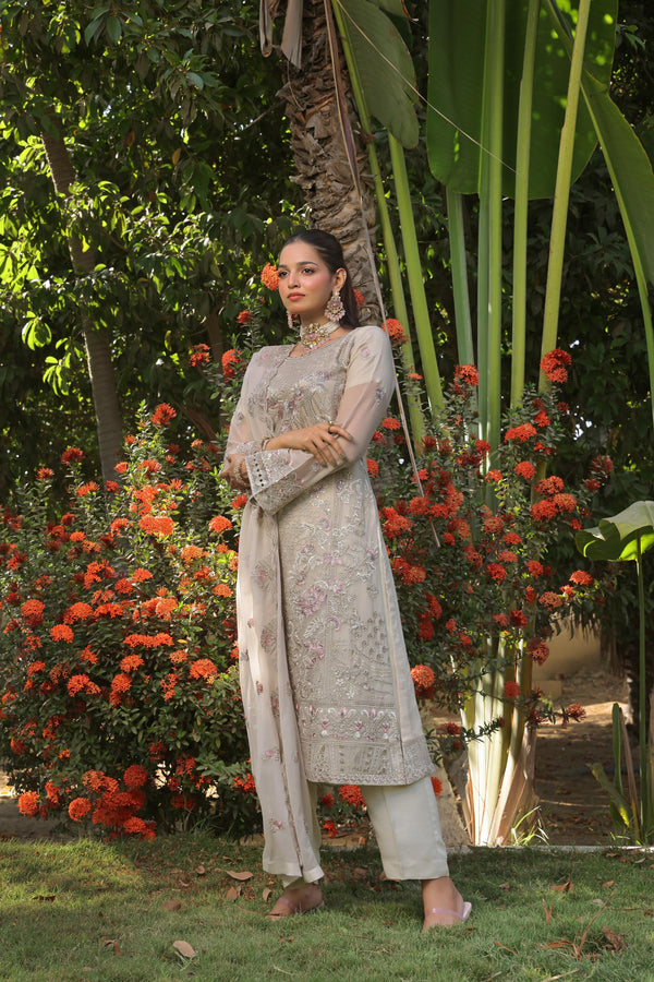 Semi-Stitched 3-Piece Luxury Embroidered Chiffon Collection
