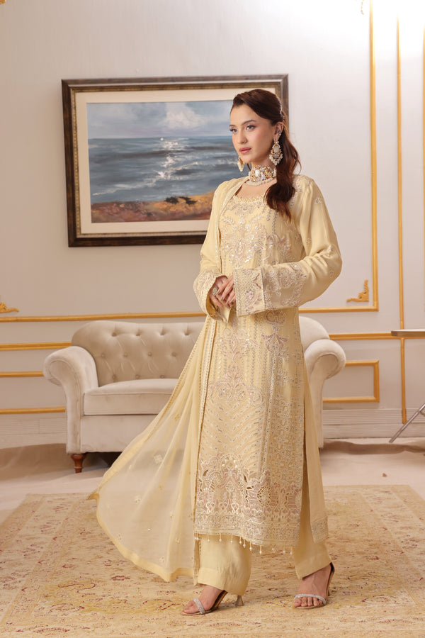 SUKAINA Semi-Stitched 3-Piece Luxury Embroidered Chiffon Collection