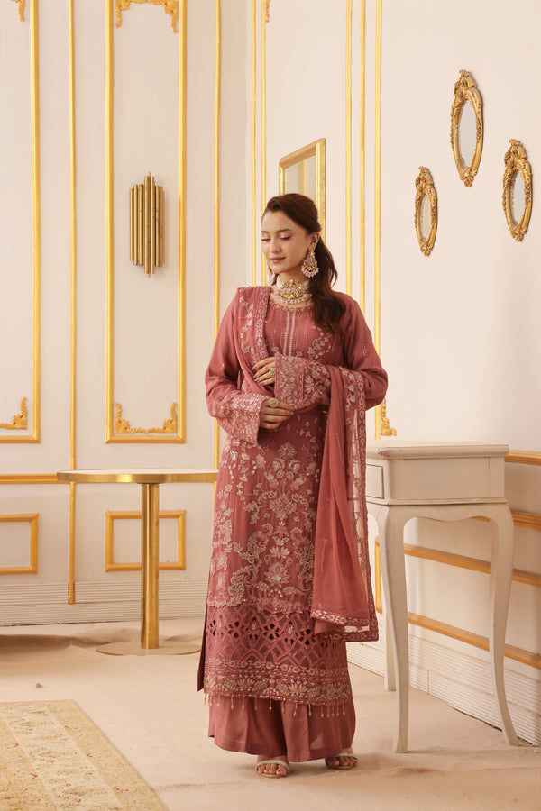 SUKAINA Semi-Stitched 3-Piece Luxury Embroidered Chiffon Collection