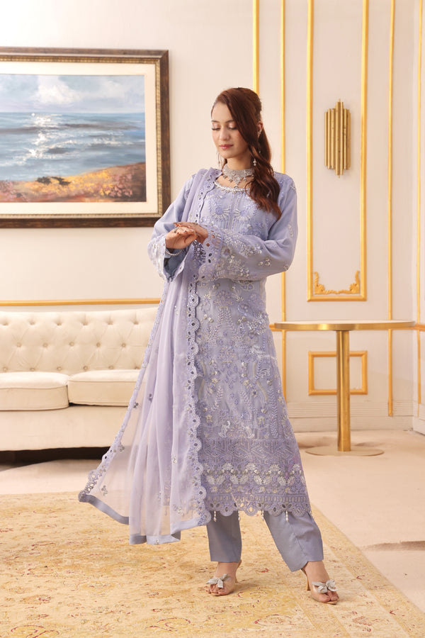 SUKAINA Semi-Stitched 3-Piece Luxury Embroidered Chiffon Collection