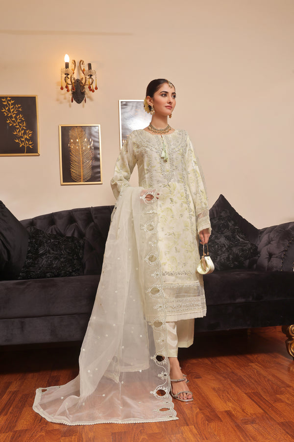 Semi Stitched 3 PC Embroidered Luxury Organza Clutches Collection