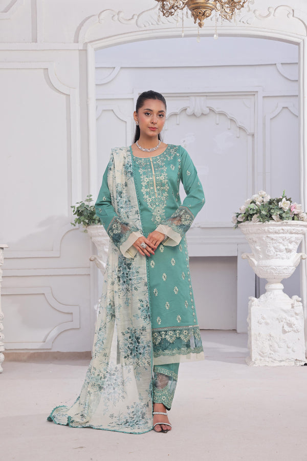 Launching New Un Stitched 3 Pcs Embroidered with ChickenKari Laser-Cut Lawn Collection