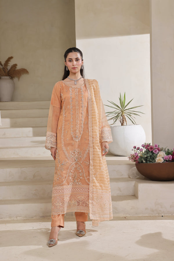 JASMINE – An Elegant Statement | Semi-Stitched Khaadi Net & Organza Zari Check Collection