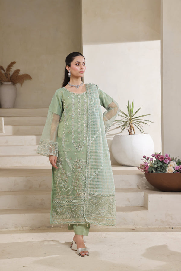 JASMINE – An Elegant Statement | Semi-Stitched Khaadi Net & Organza Zari Check Collection