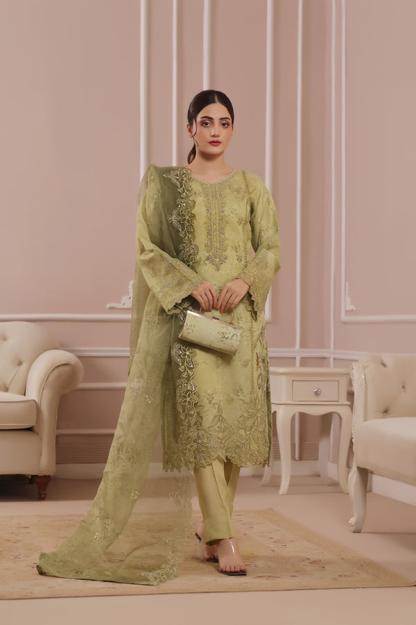 SHARJEENA - (D) Launching New Semi-Stitched 3-Piece Embroidered Luxury Organza Clutches Collection