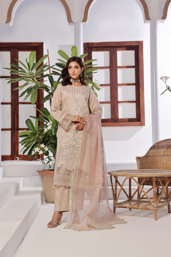 New Un Stitched 3 Pcs Premium Embroidered Chicken-Kari Doriya Lawn Collection