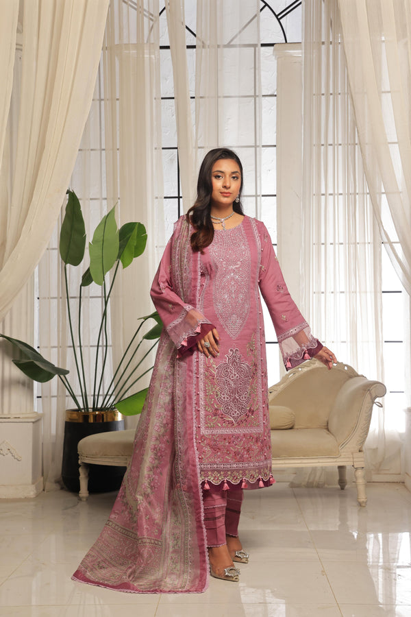 Launching New Un Stitched 3 Pcs Embroidered Lawn Zari Collection