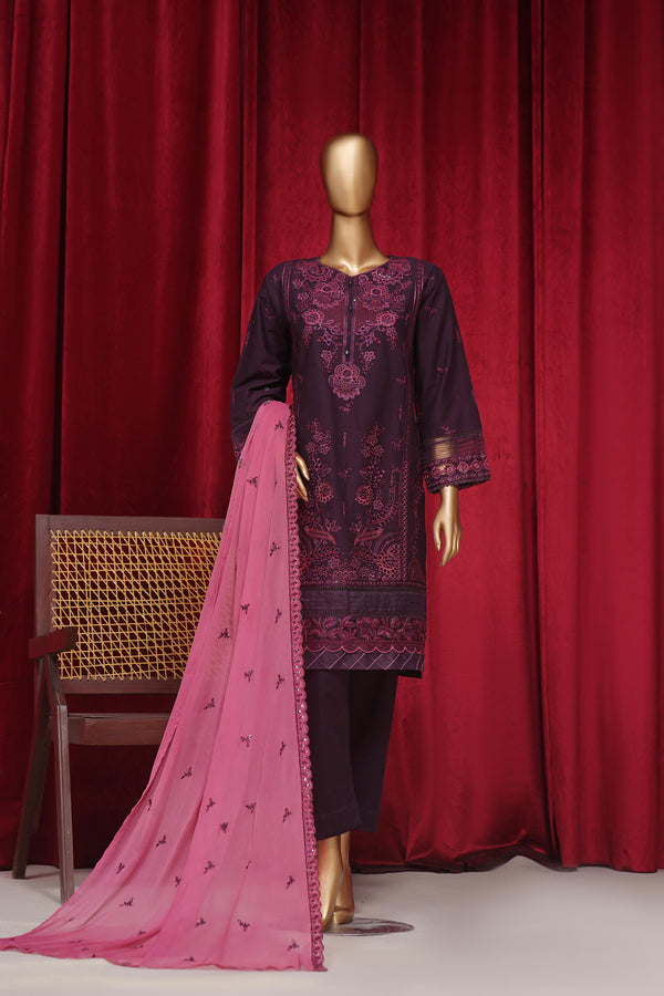 New Stitched 3 Piece Embroidered  Chikankari Cotton Collection