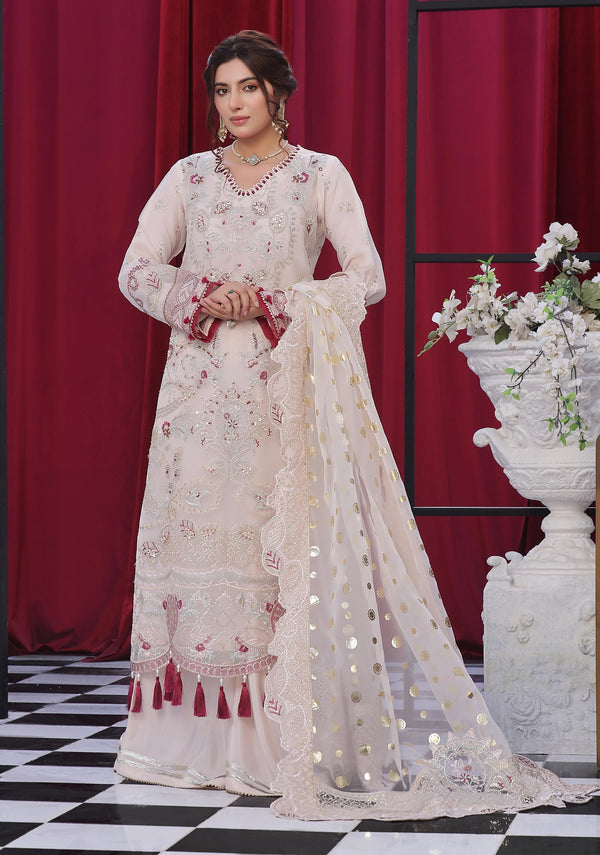 New Unstitched 3 PC  Luxury Embroidered Organza Collection