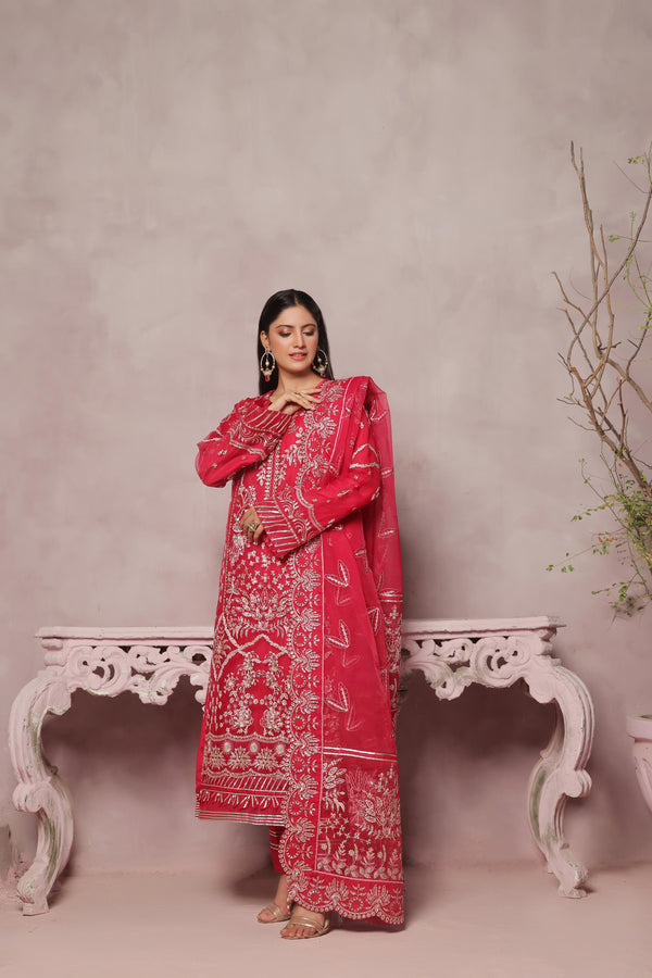 Unstitched 3-Piece Luxury Embroidered Organza Collection