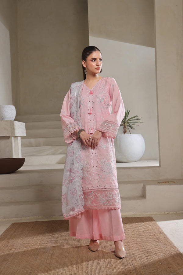 QAVAL – Luxury Chiken-Kari Lawn with Embellishments, Boring Work & Bana Dora Embroidery