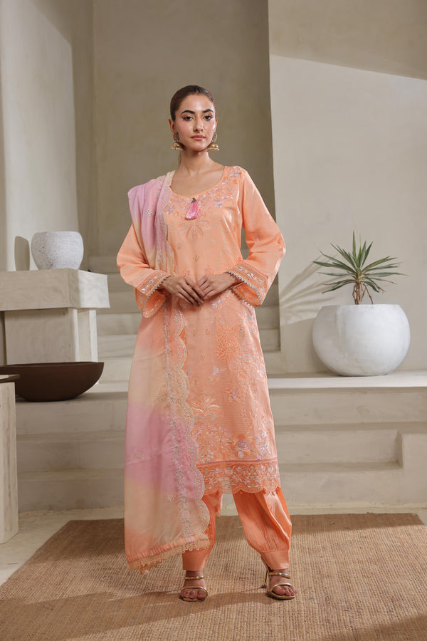 QAVAL – Luxury Chiken-Kari Lawn with Embellishments, Boring Work & Bana Dora Embroidery