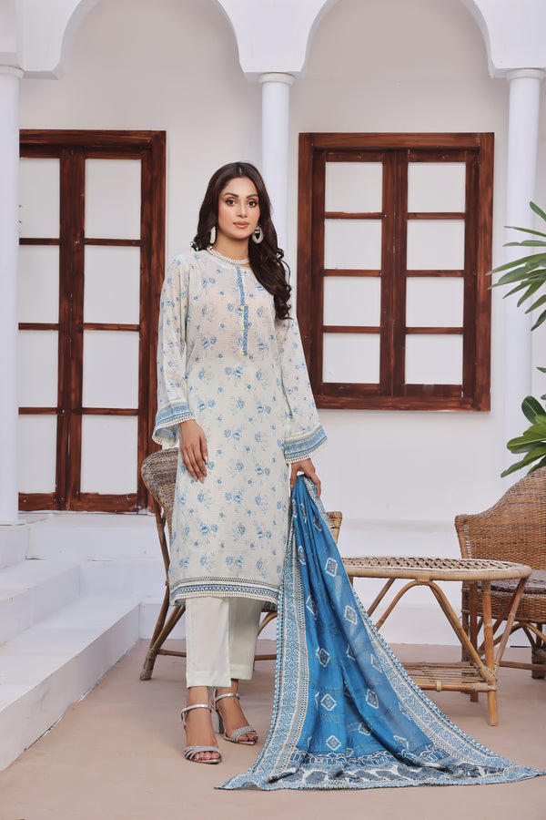 Stitched Fancy Embroidered Chikankari Lawn