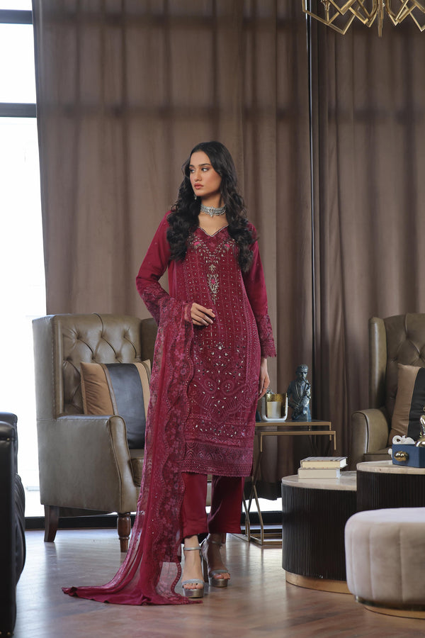 Stitched 3 Piece Embroidered Luxury Embroidered Chiffon Collection
