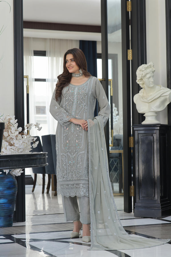 Stitched 3 Piece Embroidered Luxury Embroidered Chiffon Collection