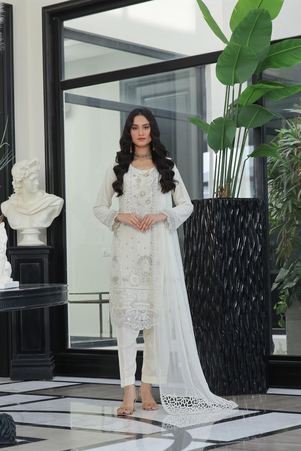 Stitched 3 Piece Embroidered Luxury Embroidered Chiffon Collection