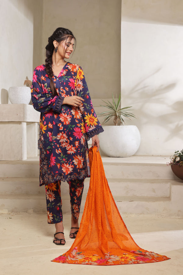 AROOBA – A Fusion of Digital Elegance | Stitched Digital Printed & Embroidered Lawn Collection with Voil Dupatta by AL UMER TEXTILE
