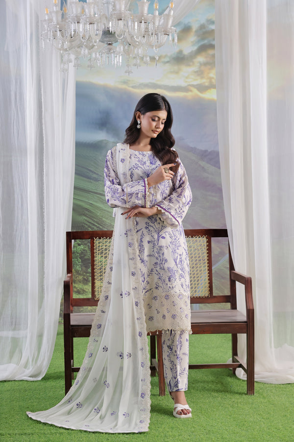 RAJBARI – Unstitched 3-Piece Premium Heavy Chiken-Kari & Cutwork Embroidered