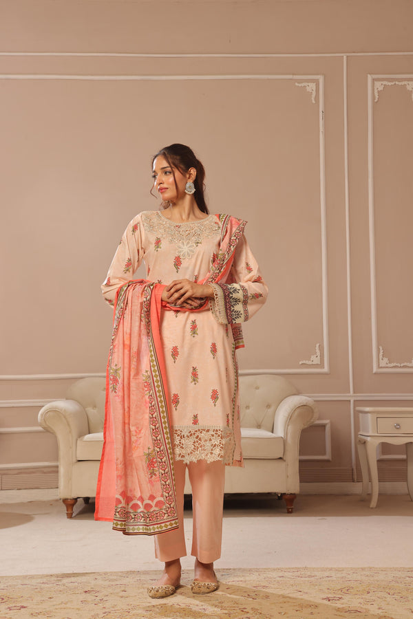 Launching New Stitched 3 Piece Embroidered print lawn Collection