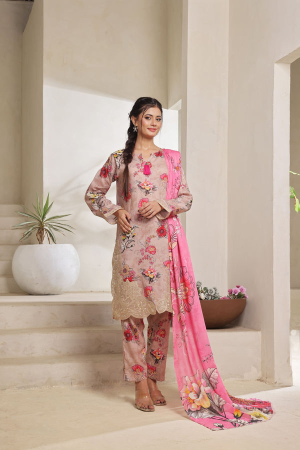 AROOBA – A Fusion of Digital Elegance | Stitched Digital Printed & Embroidered Lawn Collection with Voil Dupatta by AL UMER TEXTILE