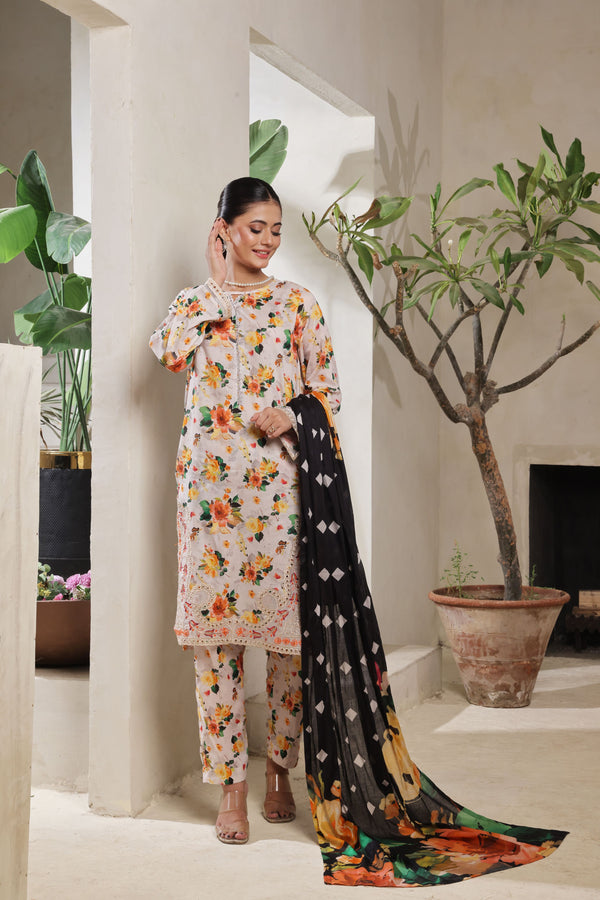 AROOBA – A Fusion of Digital Elegance | Stitched Digital Printed & Embroidered Lawn Collection with Voil Dupatta by AL UMER TEXTILE