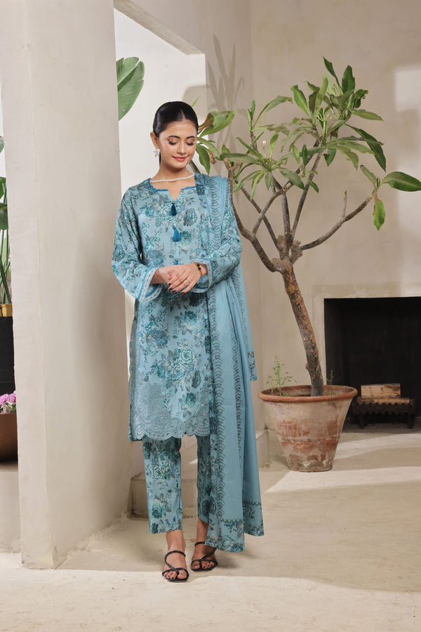 AROOBA – A Fusion of Digital Elegance | Stitched Digital Printed & Embroidered Lawn Collection with Voil Dupatta by AL UMER TEXTILE