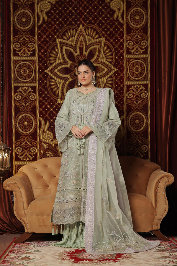 New Unstitched 3 Piece Luxury Embroidered Organza Collection